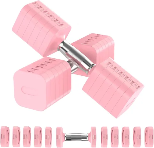 Miniatura 13 de Hezeyferg Juego de mancuernas ajustables de 22 libras, mancuernas de peso ajustable con 4 niveles de 4.4 libras, 6.6 libras, 8.8 libras, 11 libras