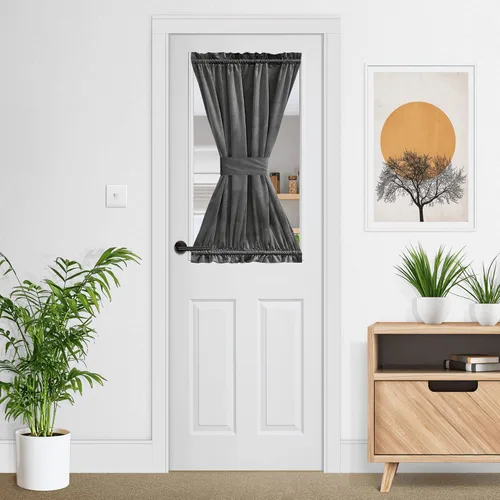 Miniatura 13 de NICETOWN Cortina negra de terciopelo para puerta de cocina/baño/patio/puerta corrediza de vidrio, aislante, con bolsillo para barra, insonorizante