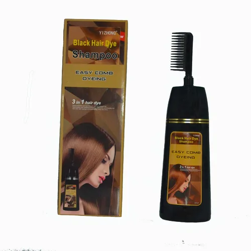 Miniatura 8 de Black Hair Dye Shampoo Permanent YIZHONG Hair Color para el cabello 100% cobertura de canas Mujeres Hombres 3 In2 Easy Comb Dyeing (negro)