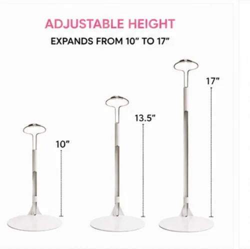 Miniatura 2 de Juego de 2 soportes de muñeca ajustables de metal blanco para muñecas y figuras de acción de 10 a 21 pulgadas, cada soporte se expande de 10 a 17