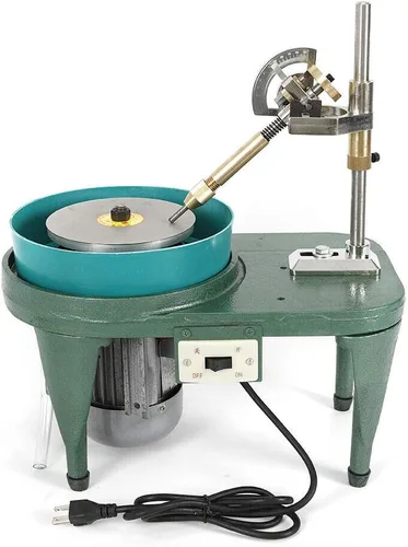 Máquina pulidora de piedra de jade, máquina de facetado de gemas de 180 W 2800 RPM con disco de regazo de 6 pulgadas y brazo manipulador, 110 V para