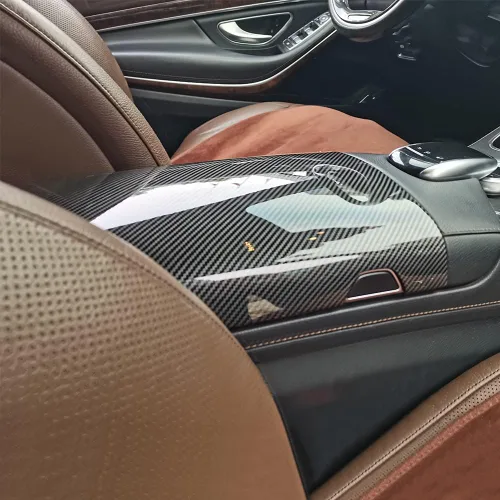 Miniatura 2 de Cubierta protectora para Mercedes-Benz Clase S W221 W222 S400 S450 S500 S550 S560 S600 Color de fibra de carbono Interior del coche Reposabrazos