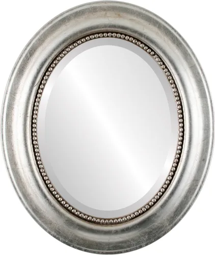 Miniatura 18 de OVALCREST Espejo de pared ovalado biselado para decoración del hogar, estilo patrimonial, espray plateado, dimensiones exteriores de 25 x 29 pulgadas