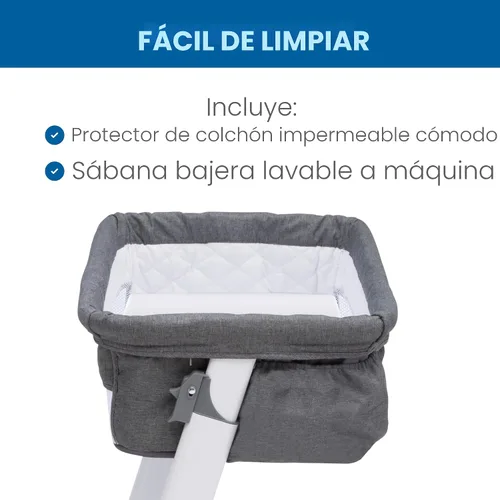 Miniatura 7 de Simmons Kids By The Bed City Sleeper Moisés - Cuna portátil de altura ajustable con ruedas y malla transpirable, tweed gris