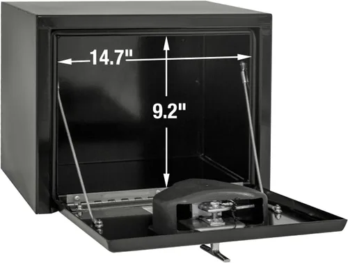 Miniatura 8 de Buyers Products 1703349 - Caja de acero negro para debajo de la carrocería con pestillo de mango en T, 14 x 12 x 18 pulgadas, caja de herramientas