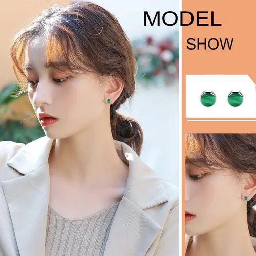 Miniatura 4 de Titanium Stud Earrings for Women Girls Earrings 4mm Natural Stone Gemstones Hypoallergenic Earrings Nickel Free Black Onyx Earrings for Women