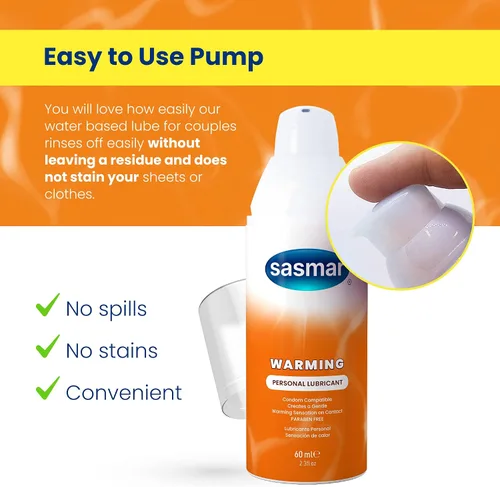 Miniatura 2 de Lubricante personal de calentamiento – Proporciona un efecto de calentamiento suave, 2.3 onzas por Sasmar, lubricante no pegajoso y sin perfume