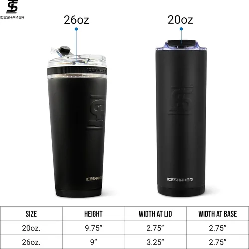 Miniatura 5 de Ice Shaker Vaso de 26 onzas, botella de agua aislada con popote, botella de acero inoxidable, como se ve en Shark Tank, botella de agua con pajita