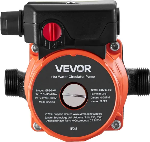 Miniatura 9 de VEVOR Bomba de Recirculación de Agua Caliente, 10 GPM, Sistema de Bomba Circuladora de Circulación Instantánea, Control de 3 Velocidades, 0.13 HP