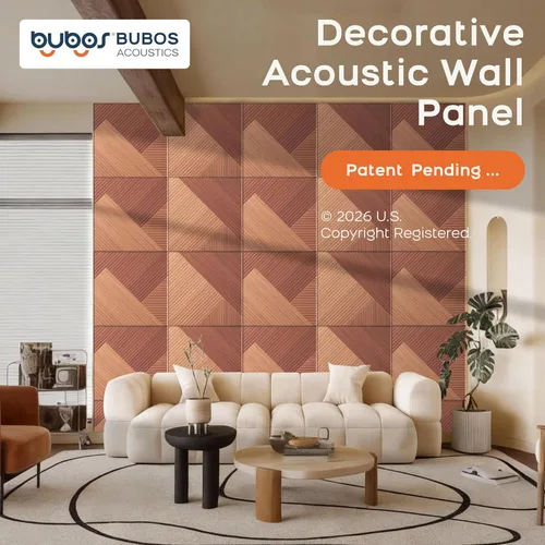 Miniatura 2 de BUBOS Paneles Acústicos Grandes, Paquete de 6 Paneles de Pared Insonorizados con Estampado de Patrón de Madera, Tamaño Total de 70.8 x 47.2 Tejido