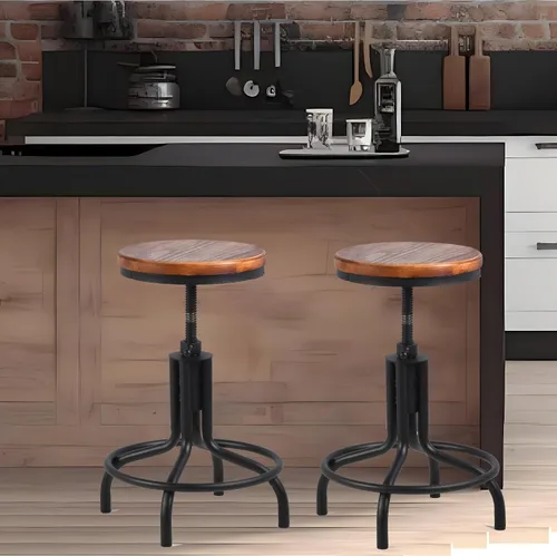 Miniatura 7 de Topower Diseño industrial antiguo de metal de altura ajustable para cocina, comedor, desayuno, taburete de bar de estilo industrial totalmente