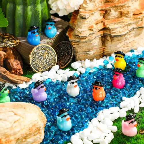Miniatura 4 de Barydat 150 piezas de mini patos de vaquero de resina a granel, pequeñas estatuas de pato pequeñas para ocultar con sombreros, gafas para fiesta