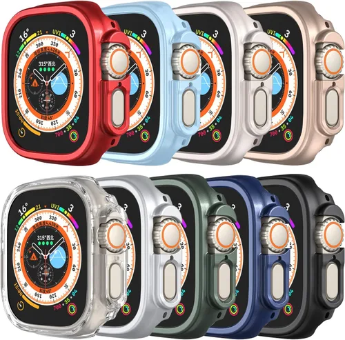 Miniatura 17 de Funda rígida de policarbonato compatible con Apple Watch Ultra 3/2/1 de 1.732 pulgadas, resistente a impactos, a prueba de golpes, con borde