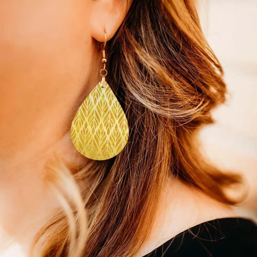 Miniatura 70 de Dangle Earrings for Women Colorful Dangling Drop Statement Jewelry Printed MDF Wood Teardrop Double Side Print Handmade by The Painted Pug