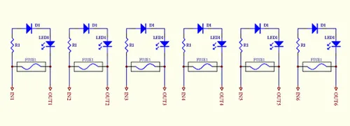 Miniatura 6 de Placa de módulo de fusible de 6 posiciones para montaje en carril DIN, portafusibles para fusible de tubo de 0.197x0.787 in (DXL).