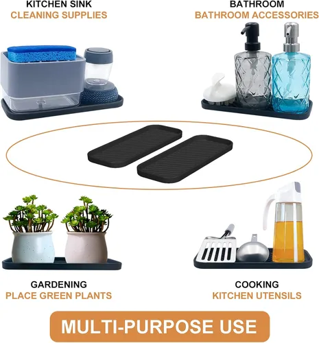 Miniatura 4 de Bandeja organizadora de silicona, soporte de jabón y esponja para fregadero de cocina, baño, bandeja de almacenamiento para cepillo de platos