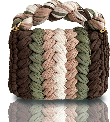 Miniatura 4 de CHQEL Bolso de mano de noche para mujer, hecho a mano, bolso de fiesta de boda de ganchillo, pequeño bolso de mano formal con solapa