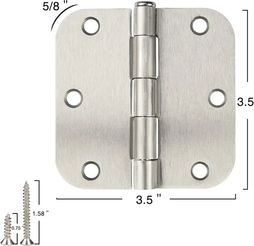 Miniatura 73 de Paquete de 30 bisagras redondeadas con radio de 5/8", de hierro, planas, herrajes para puertas, decoración de puertas dobles, habitación, oficina