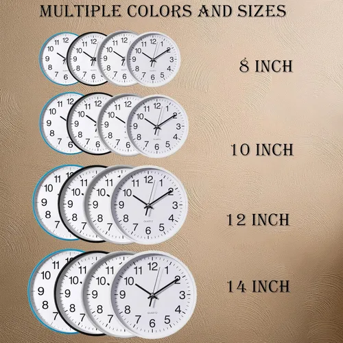 Miniatura 8 de Clockswise Reloj analógico plateado de 8 pulgadas, silencioso, sin tictac para pared, escritorio de oficina, mesa y estante, funciona