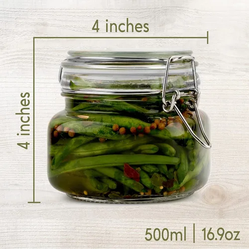 Miniatura 2 de Tarros de vidrio con tapas herméticas, frascos de almacenamiento de alimentos, recipientes a prueba de fugas con sello de preservación transparente