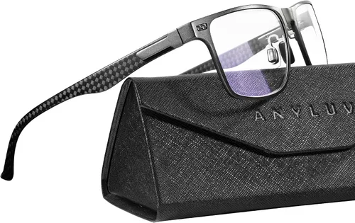 ANYLUV Al-Mg - Gafas de luz azul de metal + lentes de fibra de carbono