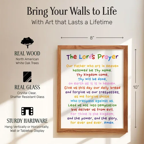 Miniatura 7 de Arte de pared con texto en inglés "Lords Prayer Framed", decoración religiosa de las Escrituras para la iglesia, aula de escuela dominical