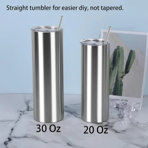 Miniatura 4 de Juego de vasos rectos y delgados de 20 onzas, vaso de viaje delgado de acero inoxidable a granel, regalo de cumpleaños para mujeres, amigas y 20