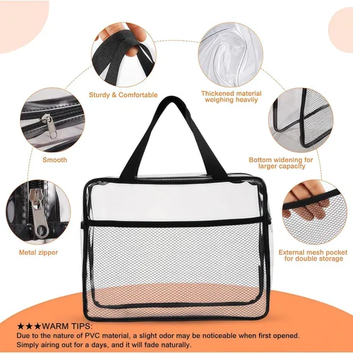 Miniatura 3 de XEWEA Bolsas de Aseo Transparentes de Viaje, Paquete de 3 Bolsas de Maquillaje Transparentes Aprobadas por TSA para Hombres y Mujeres, Kit