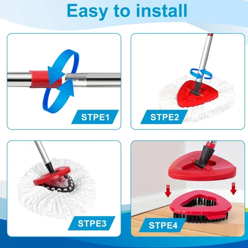 Miniatura 6 de Cabezal de trapeador giratorio y cepillo de repuesto para O Cedar EasyWring 1 tanque, color blanco 4 Microfiber Mop Refills, 1 Scrub Brush, 1