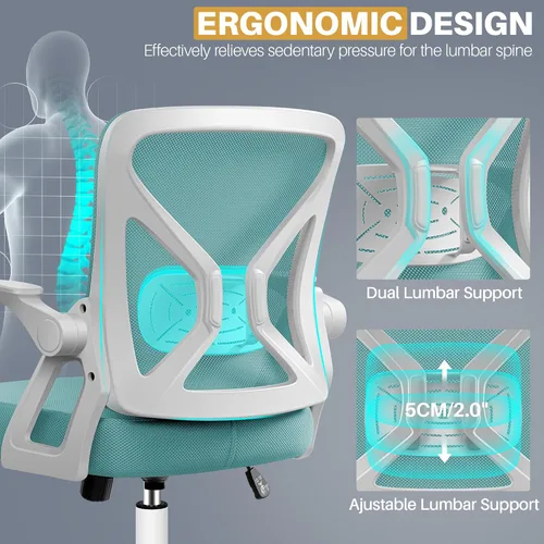 Miniatura 6 de FelixKing Silla de Oficina - Silla de Escritorio Ergonómica de Malla Transpirable para Tareas con Ruedas y Soporte Lumbar, Sillas de Oficina