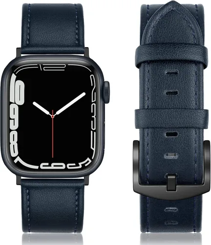 Miniatura 22 de Correa de cuero compatible con correas de Apple Watch de 1.811 in, 1.772 in, 1.732 in, 1.654 in (Serie 1/2/3) para hombres y mujeres, correa