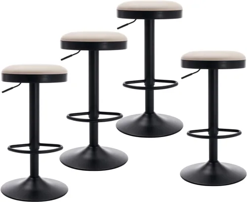 Miniatura 13 de CIMOTA Juego de 2 taburetes de bar redondos giratorios con espalda descubierta ajustable, taburete de bar moderno industrial para cocina, hogar