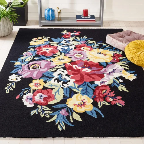 Miniatura 15 de SAFAVIEH Chelsea Collection - Alfombra de pasillo, 2 pies 3 pulgadas x 8 pies, negro y rosa, hecho a mano, lana floral francesa, ideal para zonas