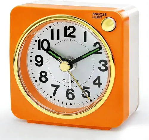 Miniatura 9 de Lamisola Mini reloj despertador de viaje, reloj despertador analógico de batería pequeña, relojes de mesita de noche para dormitorios, decoración