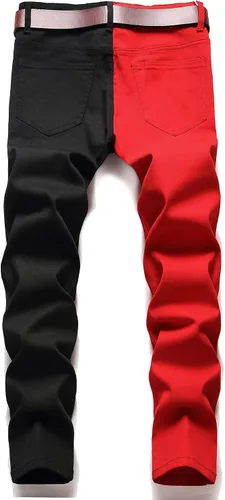 Miniatura 2 de LONGBIDA Pantalones de mezclilla ajustados para hombre con diseño de retazos elásticos de moda