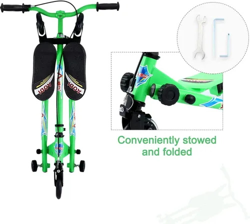 Miniatura 3 de Swing Scooter for Kids, 3 Wheels Foldable Wiggle Kick Scooter Push Drifting with 4 Adjustable Handlebar & 2 Rear LED Wheel for Boys and Girls Ages
