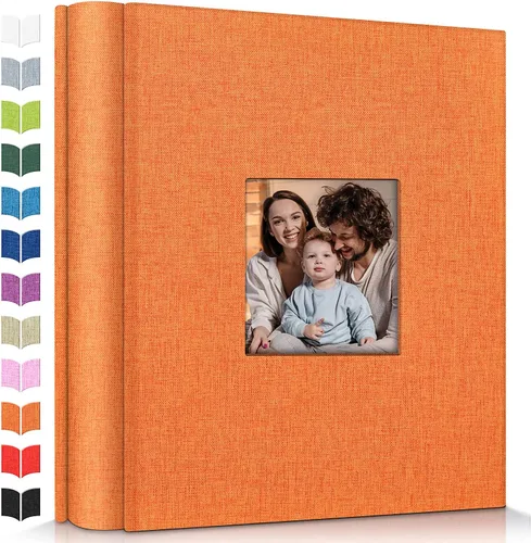 Miniatura 24 de Álbum de fotos Artfeel 4x6 con 300 bolsillos, álbumes de fotos deslizables, libro de memorias con cubierta de lino y ventana frontal, libro de fotos