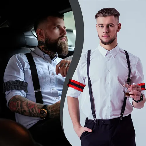 Miniatura 5 de Newcotte 8 pares de 16 ligas rugientes de los años 20 para hombres, cinturón antideslizante, ligas de brazo para hombres y mujeres, disfraz