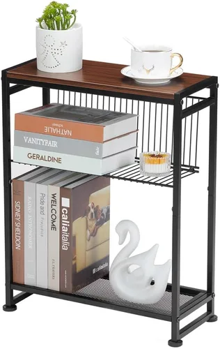 Miniatura 10 de Dulcii Mesa auxiliar pequeña para espacios pequeños – Mesa auxiliar delgada con soporte para revistas – Diseño 2 en 1, mesa auxiliar estrecha