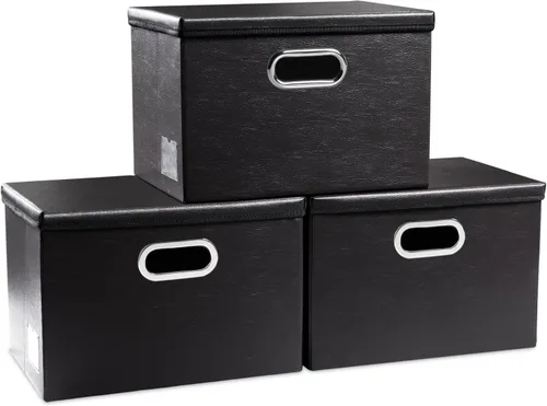 Miniatura 33 de PRANDOM - Cajas de almacenamiento grandes apilables con tapas (paquete de 5 unidades), contenedores organizadores de almacenamiento plegables