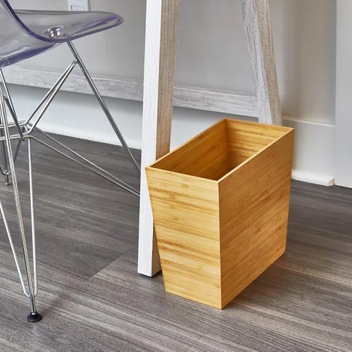 Miniatura 3 de iDesign - Cesta de basura rectangular de bambú, colección Formbu, 10.5 x 5.75 x 10 pulgadas, acabado de madera natural Acabado de madera natural