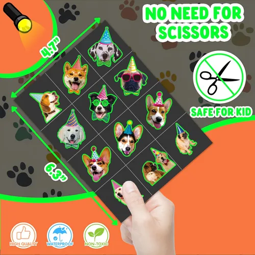 Miniatura 4 de 96 calcomanías de tatuajes temporales para fiestas de perros para niños, precortadas, impermeables y seguras para la piel, suministros de primer