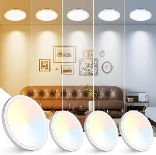 Miniatura 30 de Peasur - Lámpara de techo led de 18 cm, montaje empotrado ajustable, 3000 K/3500 K/4000 K/5000 K/6500 K, 1500 LM, 15 W, lámpara redonda blanca Blanco