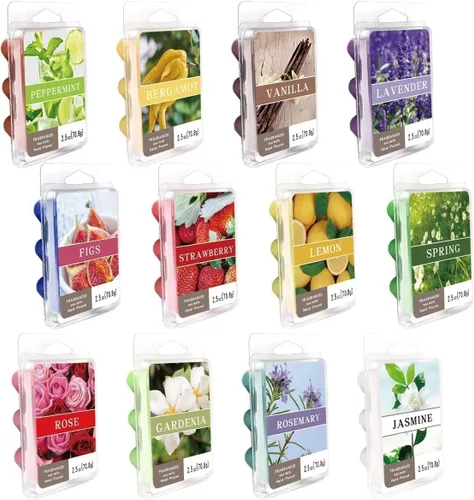 pliadvbu Cera perfumada que derrite el corazón para calentador de cera perfumada – 100% soja derretida – 12 fragancias x 6 corazones para el hogar
