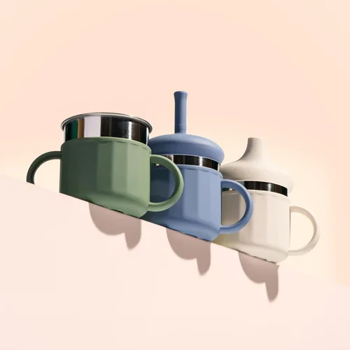 Miniatura 8 de Jumble Dream Vaso de acero inoxidable para niños de 1 a 3 años de edad, vaso de entrenamiento de silicona para niños con pajilla, vaso para niños