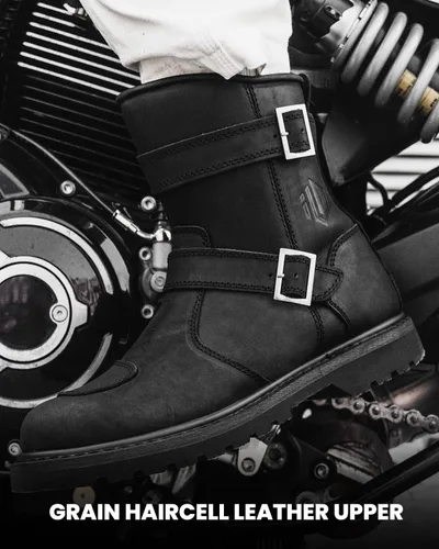 Miniatura 5 de ILM Botas de cuero para motocicleta, calzado protector con cremallera lateral, botas de motocross para combate, táctico, senderismo, hombres