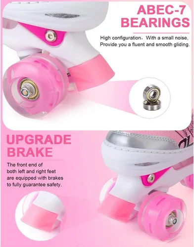 Miniatura 3 de Patines en línea ajustables para niñas y mujeres, todas las 8 ruedas de los patines de niña brillan, iluminación segura y divertida para niños A-Rosa
