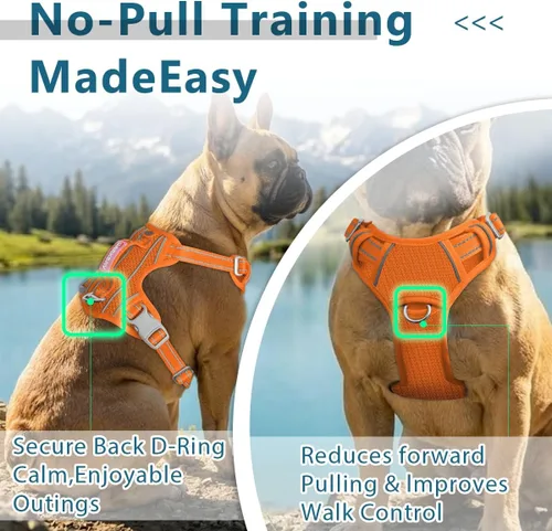 Miniatura 3 de BARKBAY Arnés para perro sin tirones con bolsillo para etiqueta de identificación, resistente, reflectante, de fácil control para perros grandes