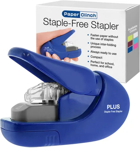 Miniatura 10 de PLUS Paper Clinch Engrapadora de Escritorio sin Grapas, Azul Azul (Premium Blue)