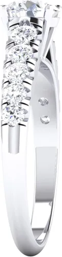 Miniatura 3 de Anillo de compromiso de diamantes redondos creados en laboratorio con certificación IGI de 0.50-3.0 quilates con piedra lateral en oro blanco de 14
